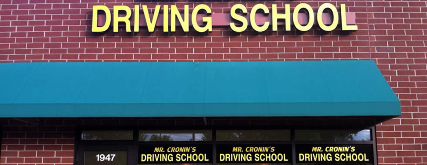 Mr. Cronin's Driving School storefront in West Dundee, Illinois